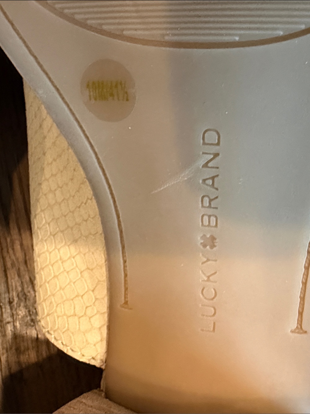 Lucky Brand Beige Textured Slingback Peep-Toe Sandals, size 10 - Picture 5 of 5